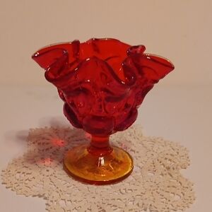 Vintage Le Smith Amerina Moon And Stars Handkerchief Vase Or Compote